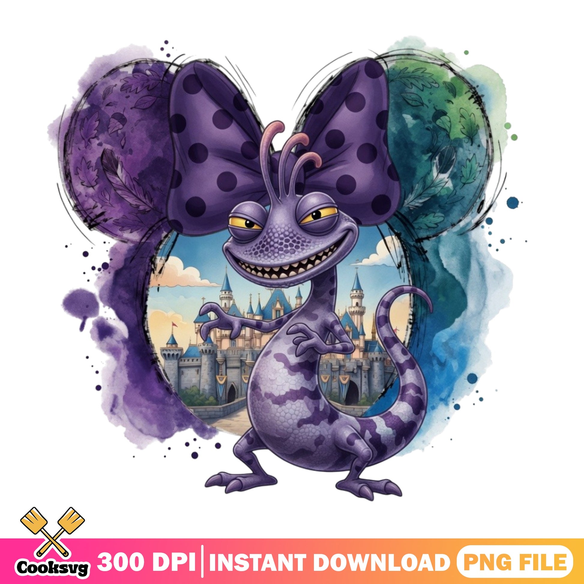Randall Monsters Inc Disney Castle PNG, Mickey Ears PNG, Disney PNG