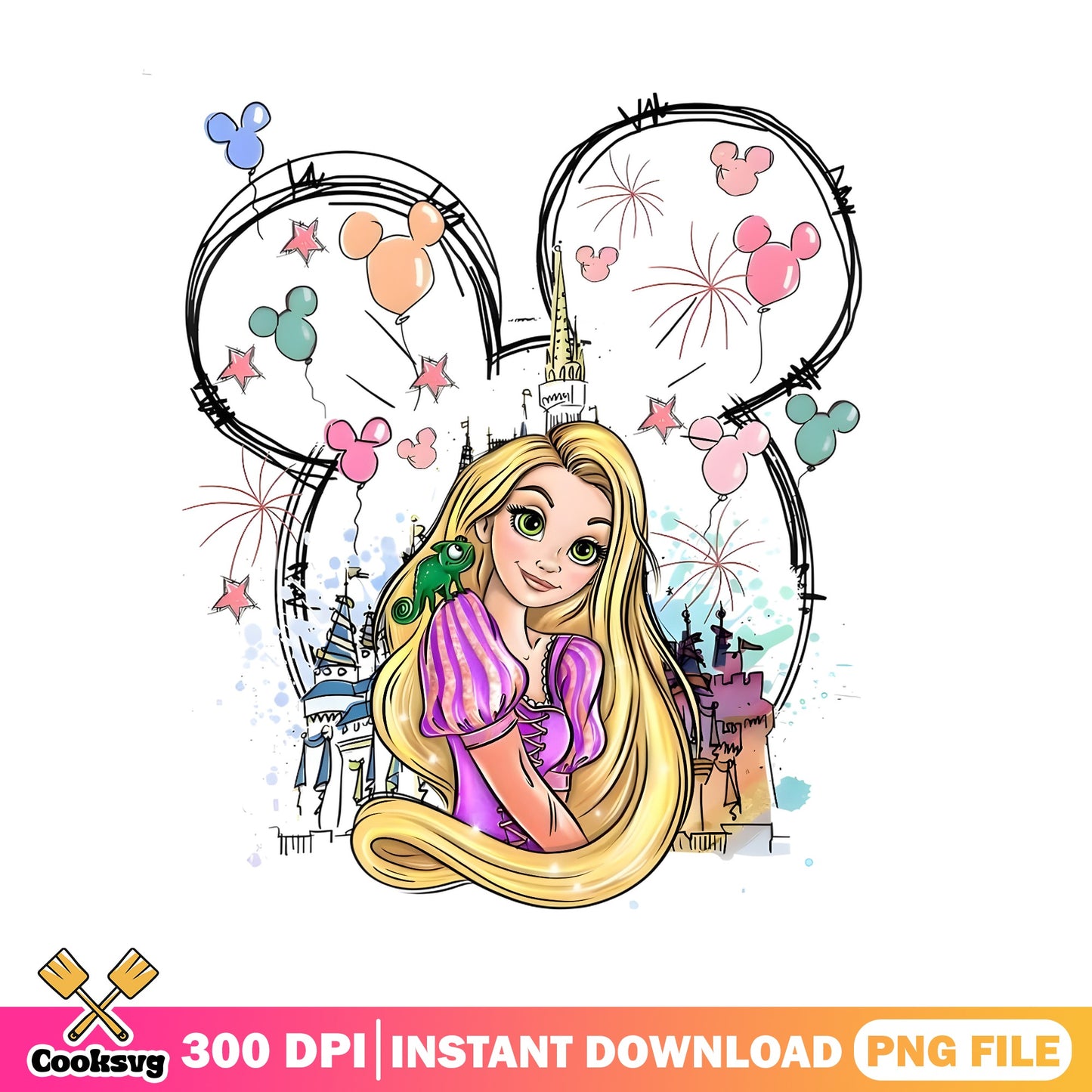 Rapunzel Disney Castle Mickey Ears PNG, Tangled PNG, Disney Princess PNG