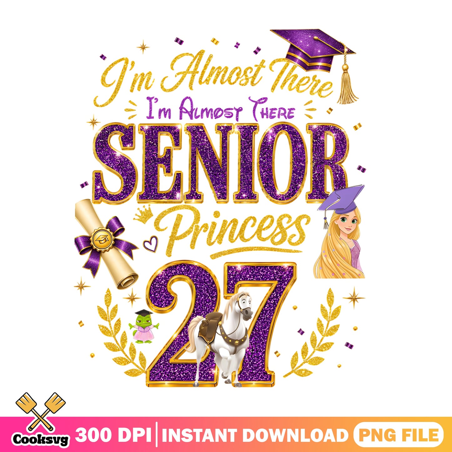 Rapunzel Senior 2027 PNG, Disney Princess Graduation PNG, Class Of 2027 PNG