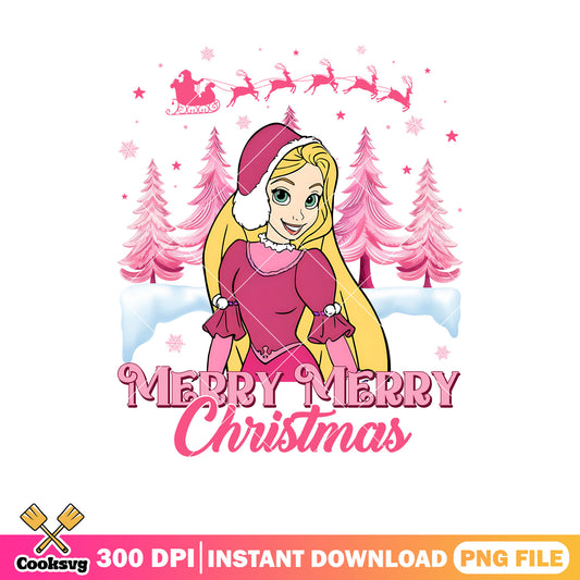 Rapunzel princess merry merry christmas png, pink christmas png, princess christmas png