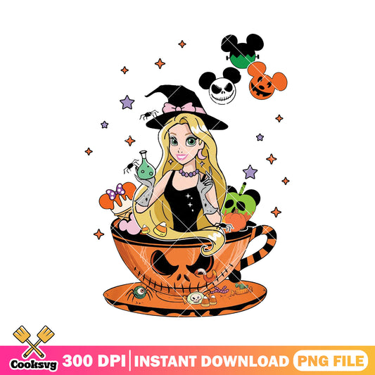 Rapunzel witch hat cup png, disney world png, horror princess png