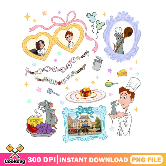 Ratatouille Anyone Can Cook PNG Bundle, Disney Pixar PNG, Remy Chef PNG