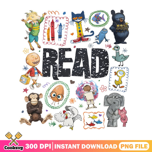 Read Book Characters PNG, Teacher Library PNG, Kids Reading PNG