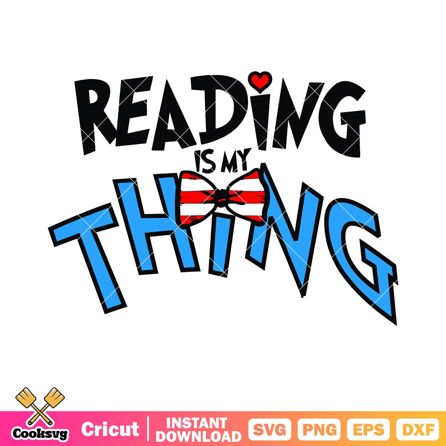 Reading is my thing svg, red and white striped bow tie​​ svg
