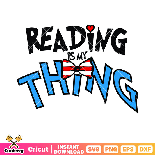Reading is my thing svg, red and white striped bow tie​​ svg