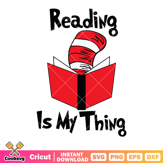 Reading is my thing svg, red book svg, cartoon for kids svg