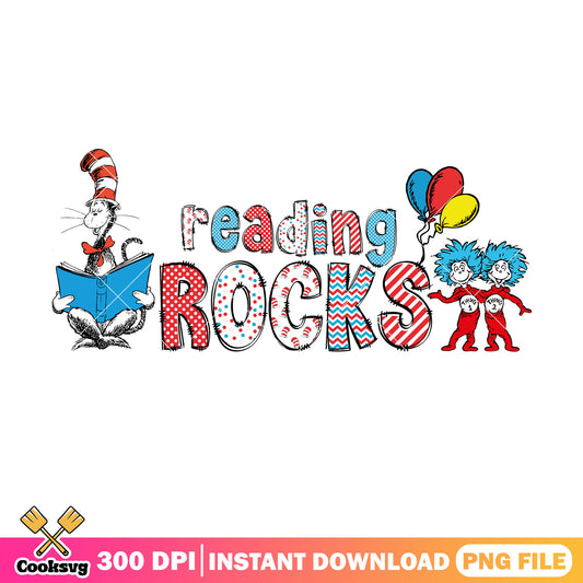 Reading rock with dr seuss friend png, dr seuss read png