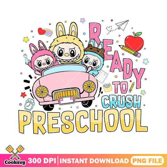 Ready to crush preschool labubu png, cute labubu​ png, labubu car seat​ png