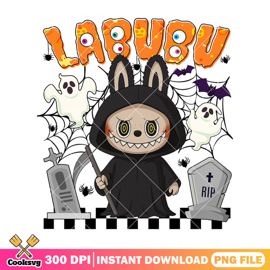 Reaper labubu cute png, labubu halloween png, labubu near me png