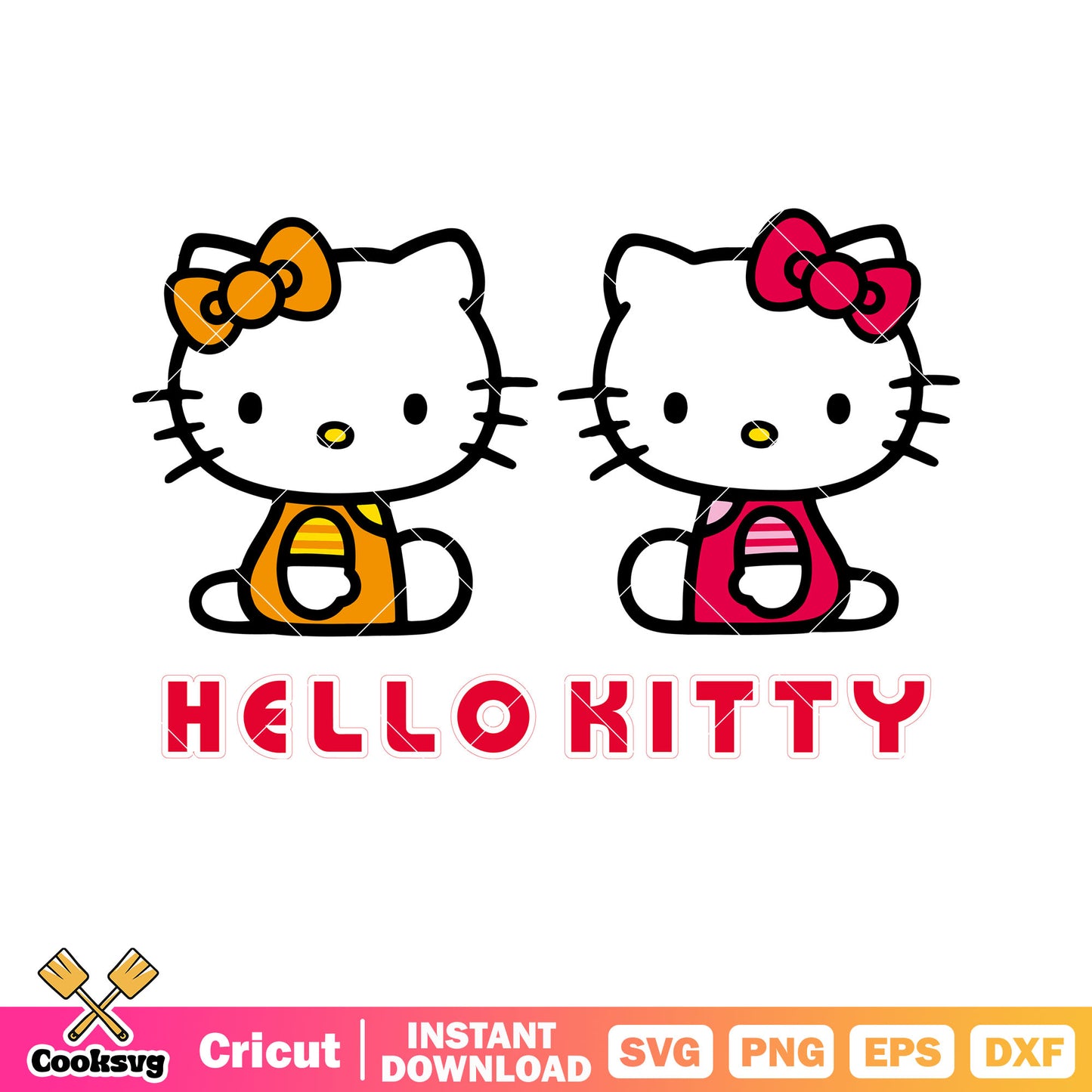 Red and yellow hello kitty svg, hello kitty costume svg