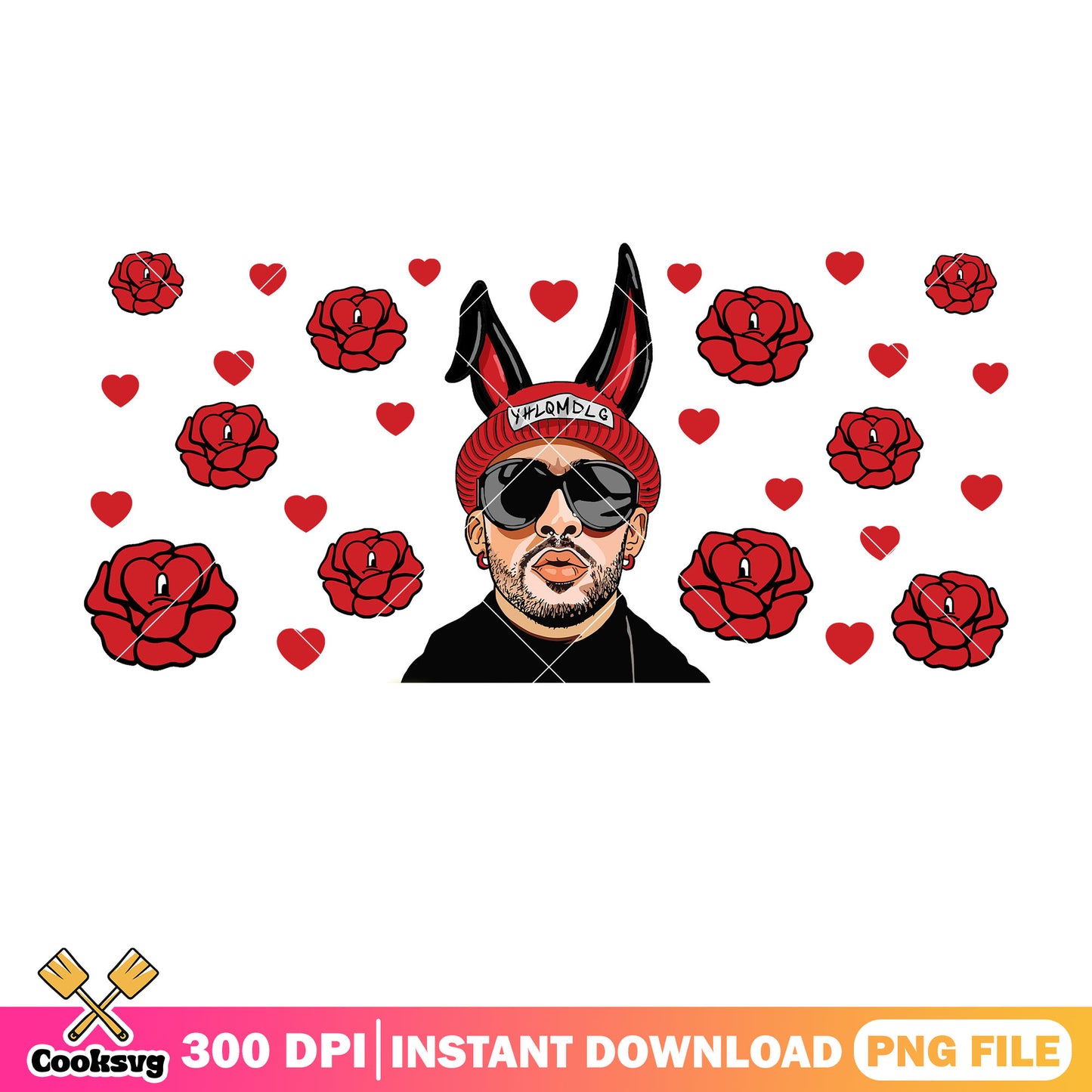 Red bad bunny benito png, bad bunny valentine png, valentine png