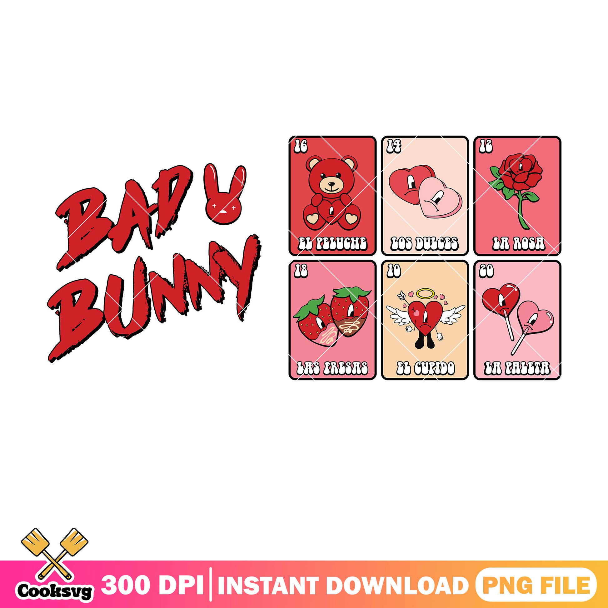 Red bad bunny in valentine png, bad bunny valentine png