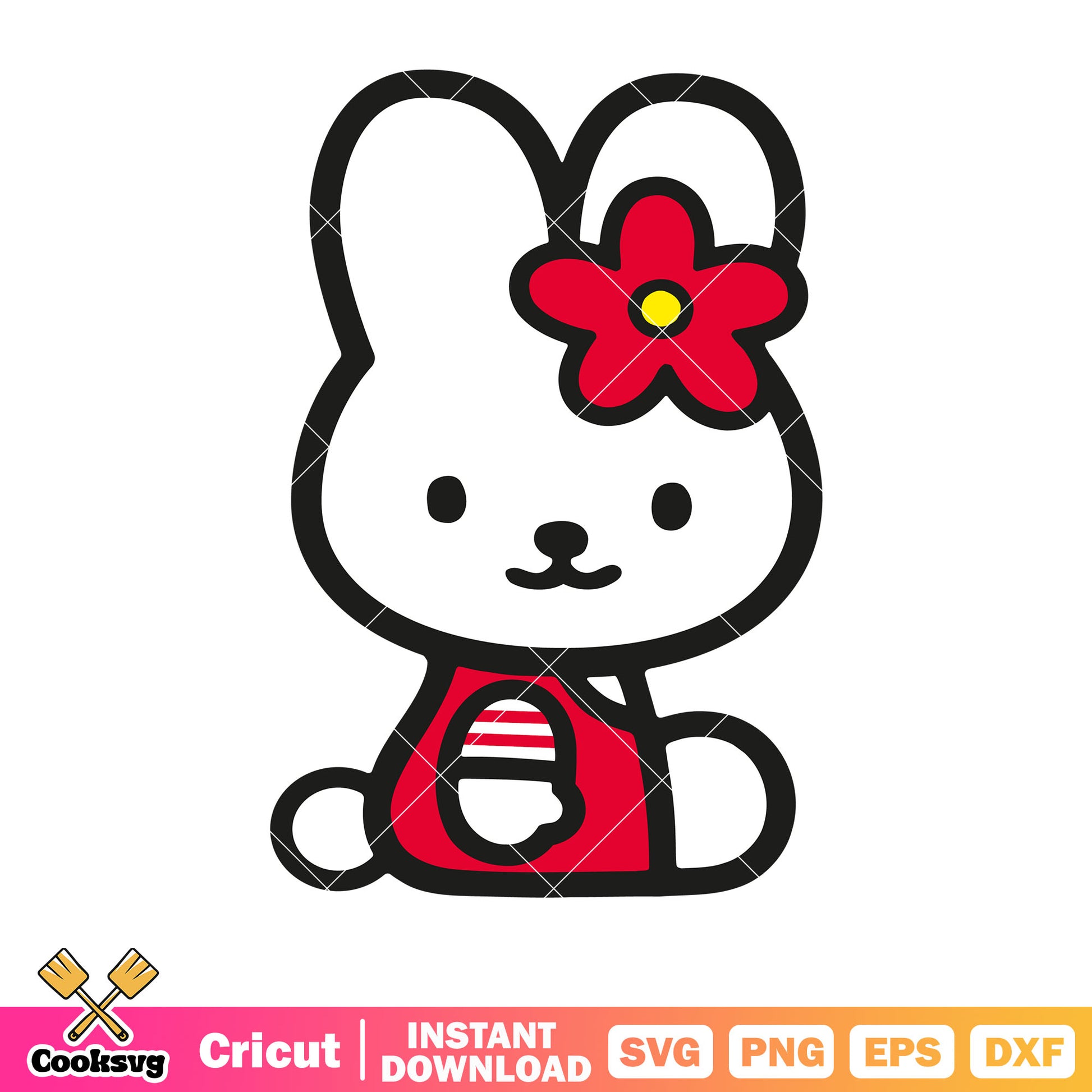 Red bunny of hello kitty cat svg, hello kitty bunny svg, kitty cat svg