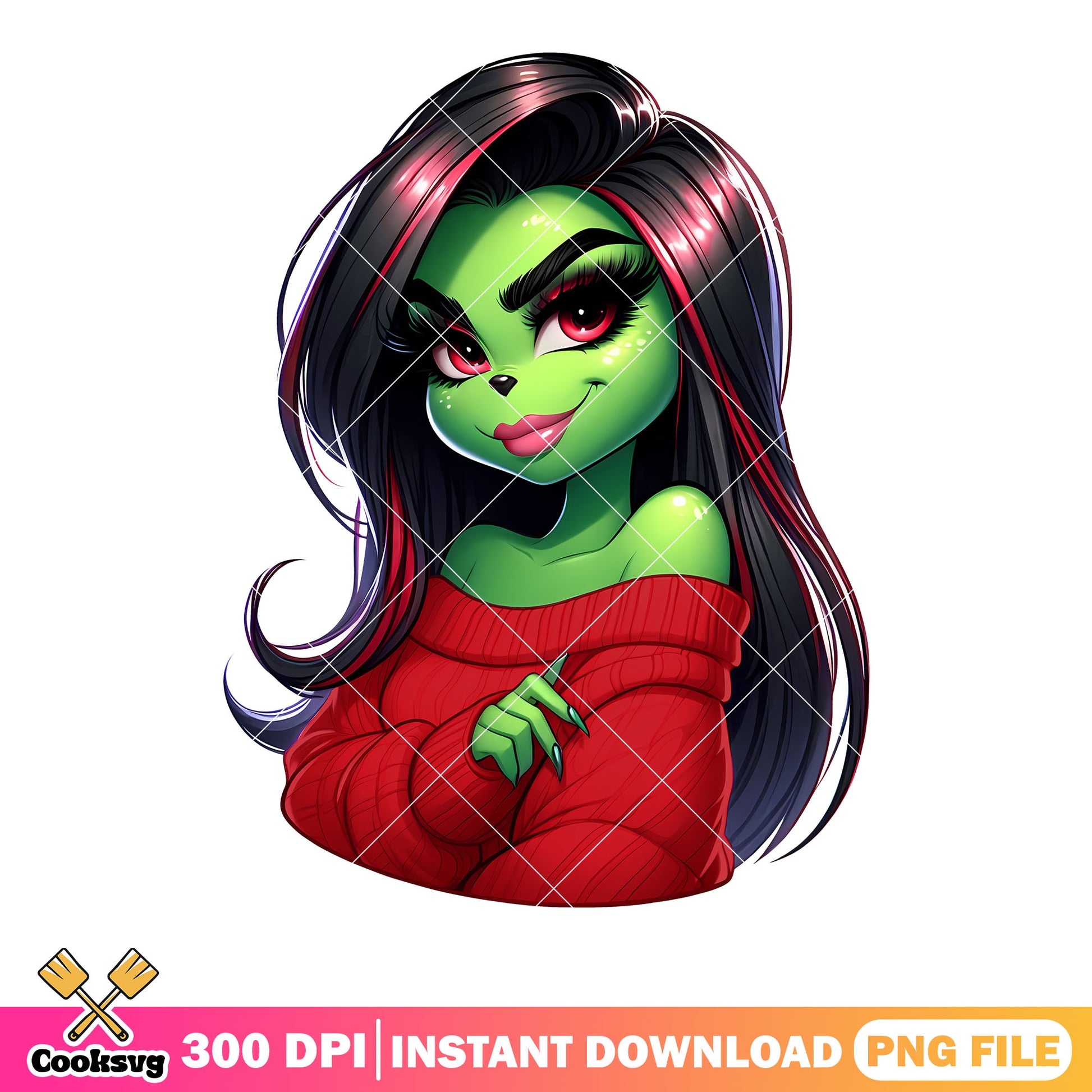 Red dress sexy grinch woman png, christmas movies png, the grinch png