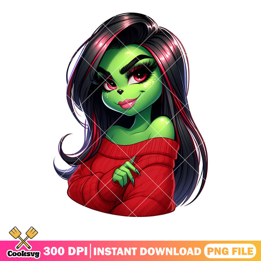 Red dress sexy grinch woman png, christmas movies png, the grinch png