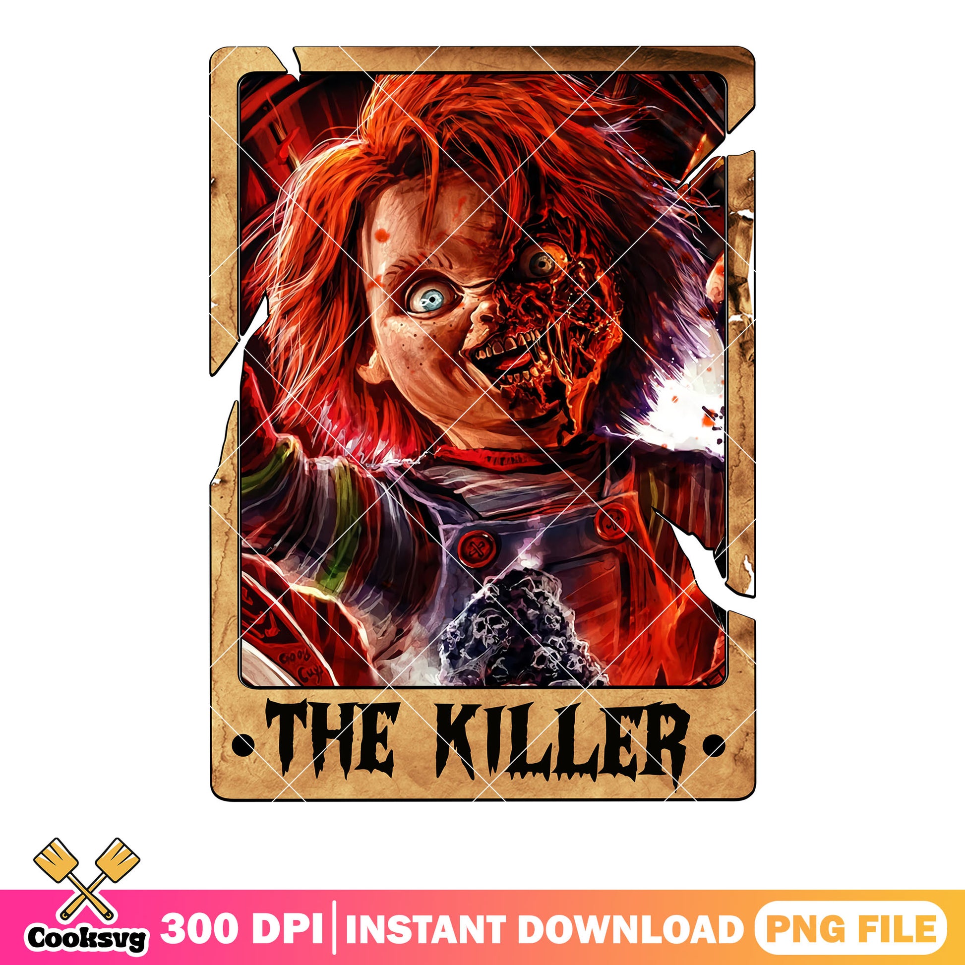 Red hair dungarees chucky png, the killer png, halloween movies png