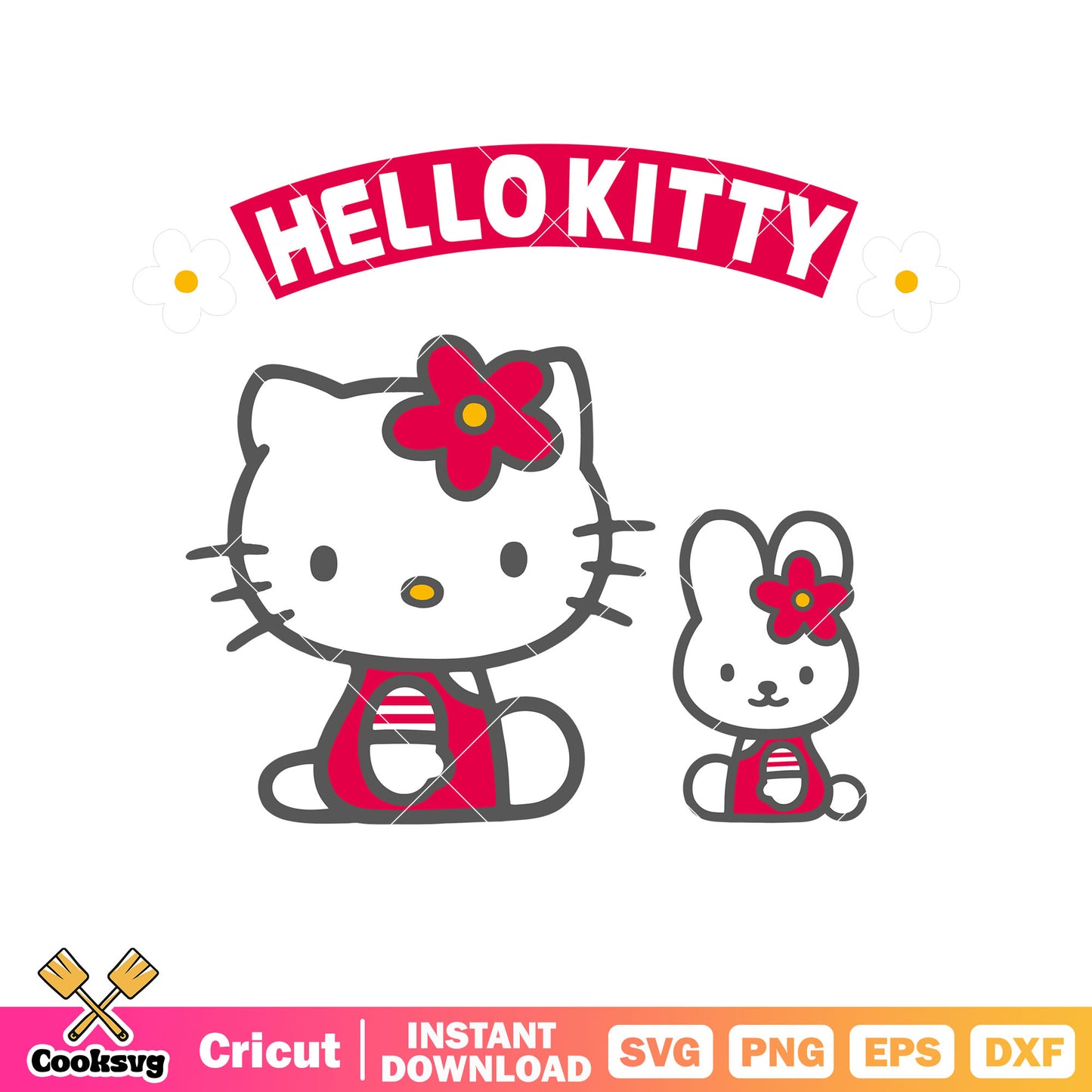 Red hello kitty cat and bunny svg, hello kitty cat svg, kitty cat svg