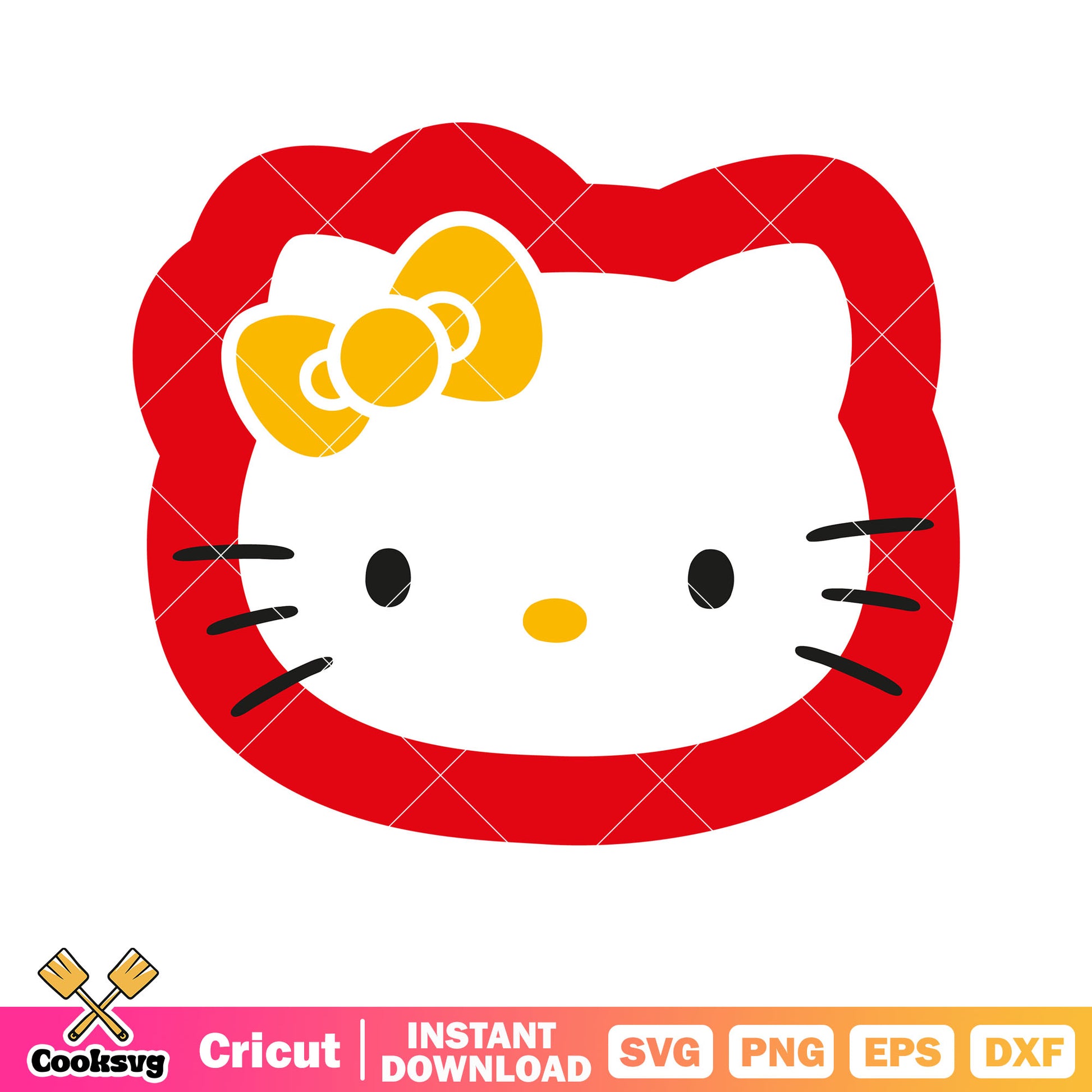 Red hello kitty head svg file, hello kitty head svg, kitty cat svg ...