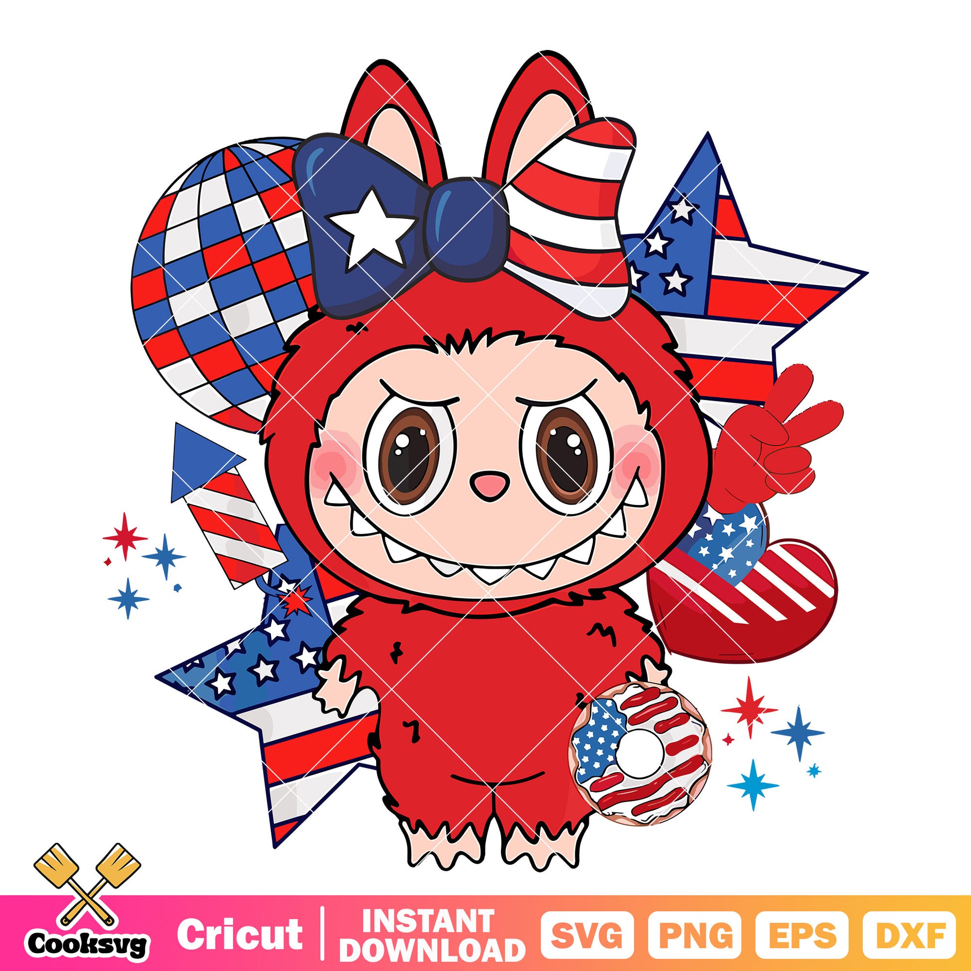 Red labubu american svg, red labubu svg, labubu america svg