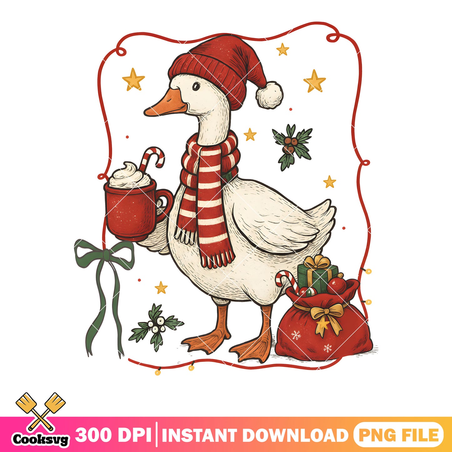 Red present bag christmas png, starry night png, red beanie png