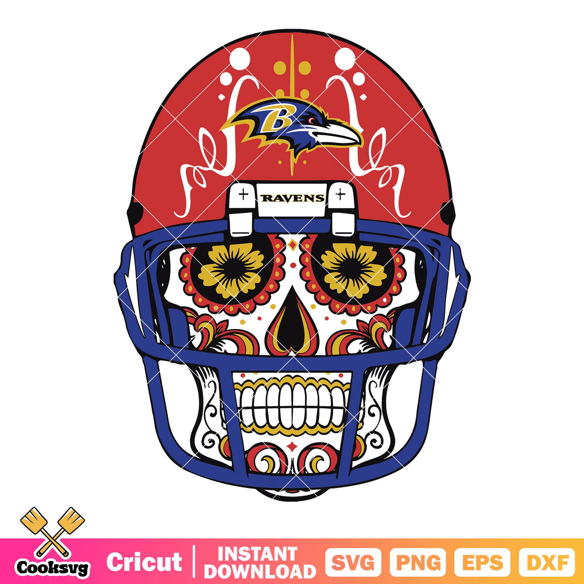 Red scum cap baltimore ravens svg, nfl teams svg, mexican skull svg