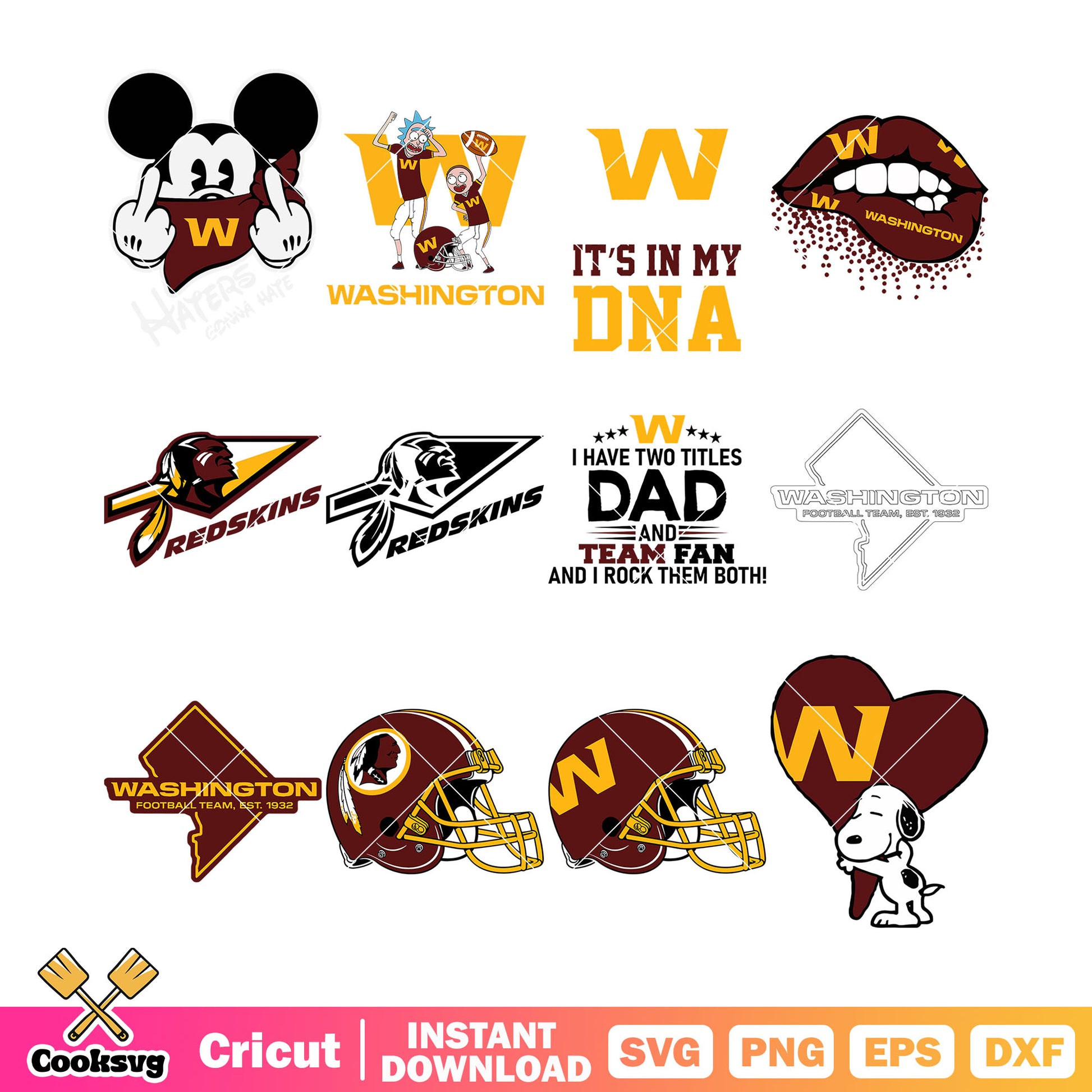 Redskins washington bundle svg, rick and morty svg, snoopy​ svg 