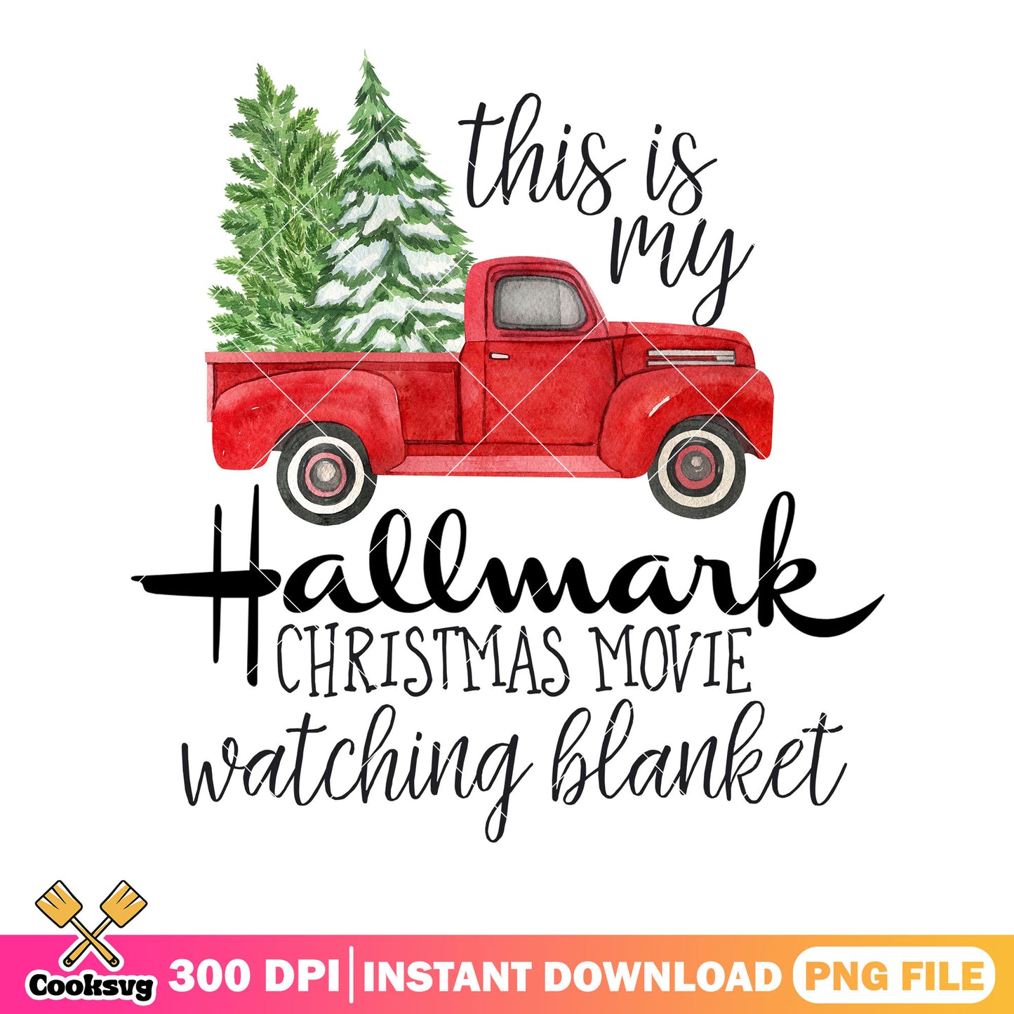 Red truck xmas poster png, christmas poster png, christmas tree png
