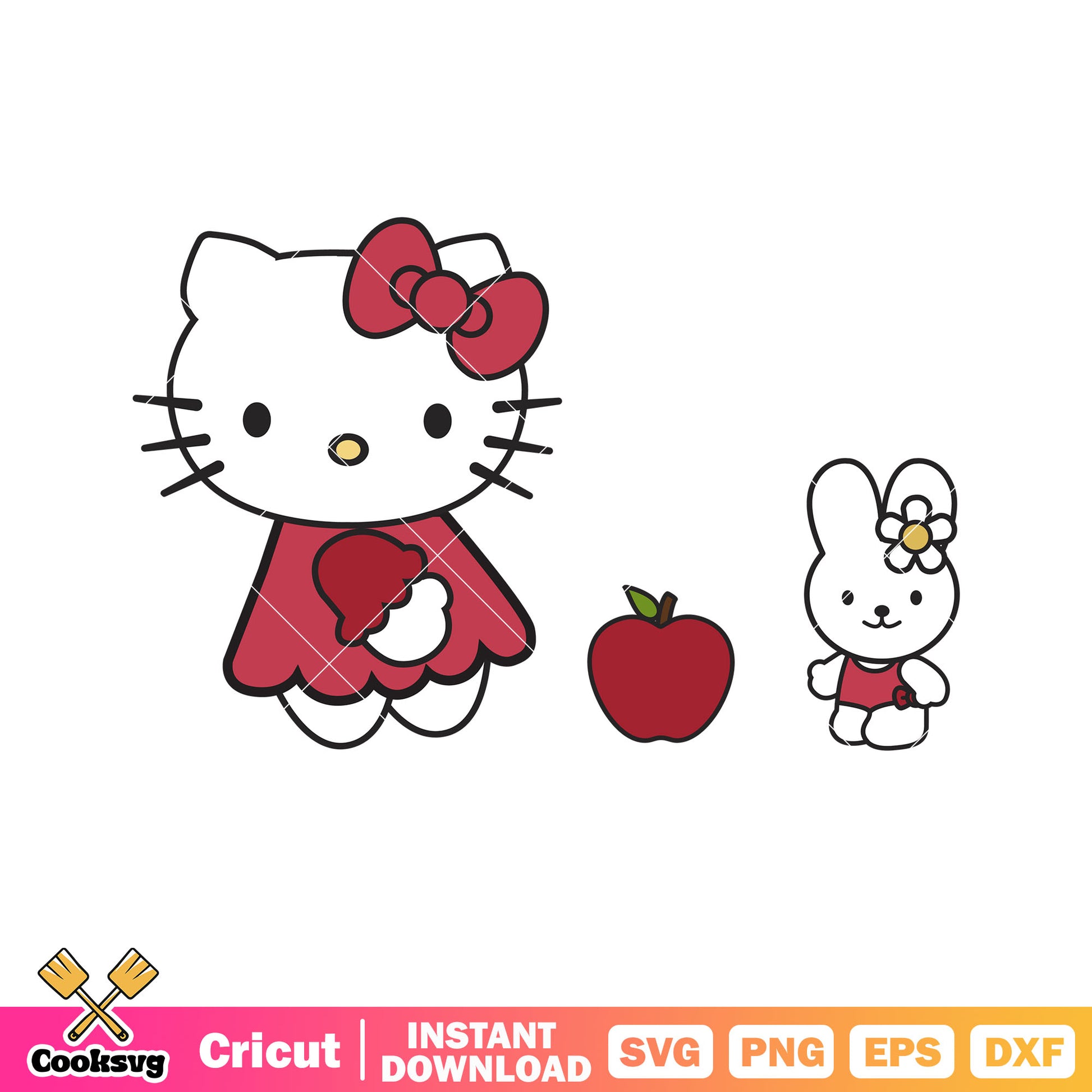 Red vibes hello kitty cartoon svg file, hello kitty costume svg