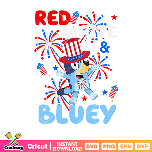 Red white and bluey svg, cartoon bluey svg, patriot day film​ svg