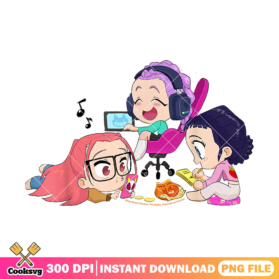 Relaxing chibi huntrix girl png, huntrix girl png, kpop huntrix png ...