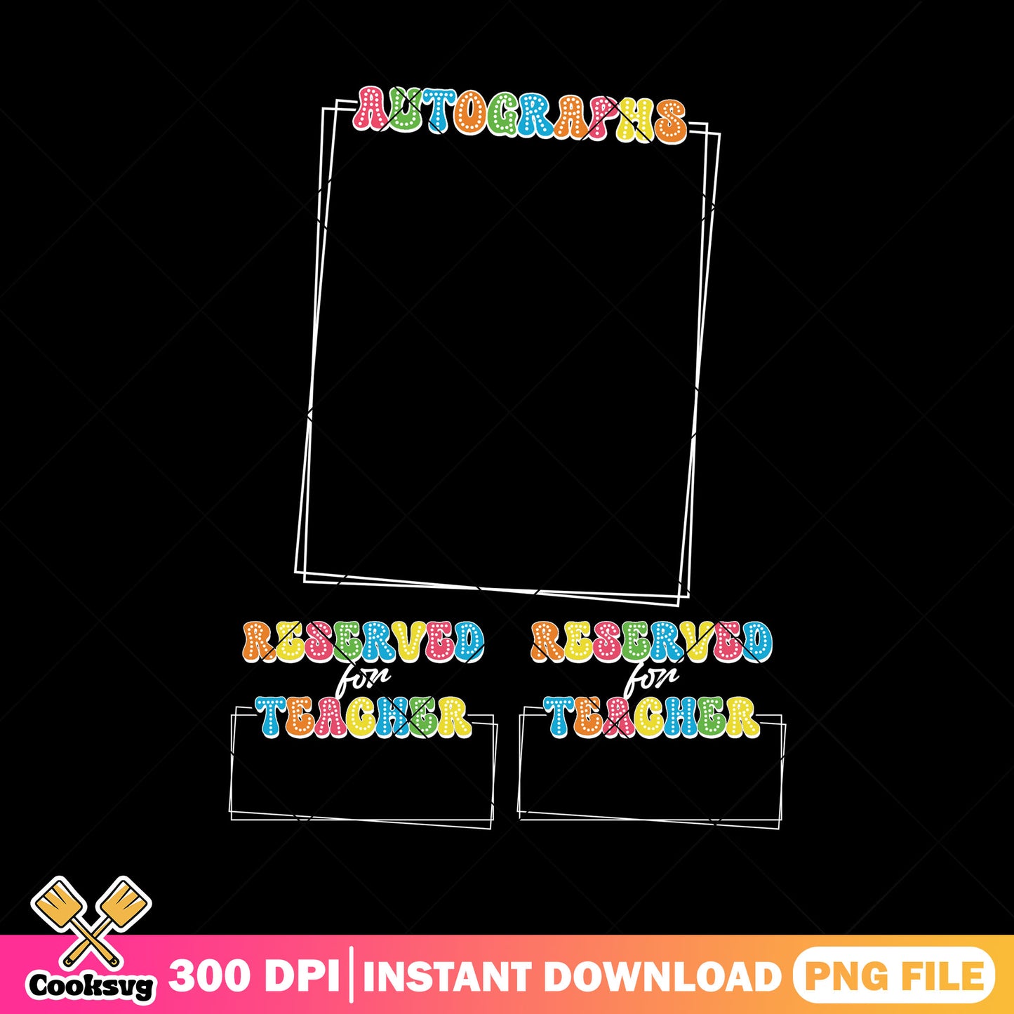 Reserved teacher design png, going back to school png, colors font png