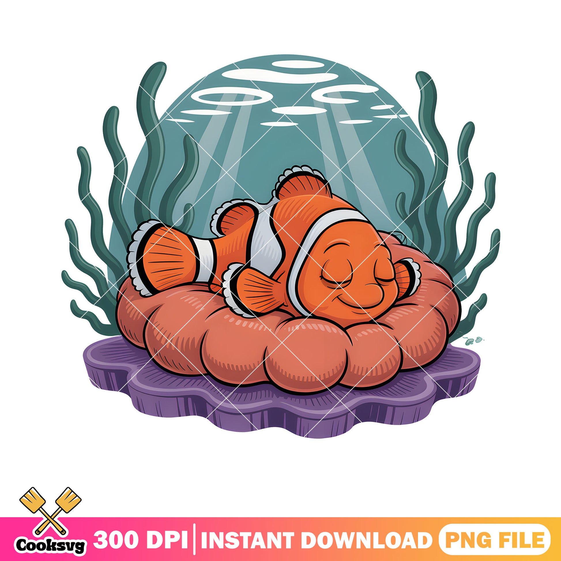 Rested nemo poster png, disney poster png, clownfish nemo png