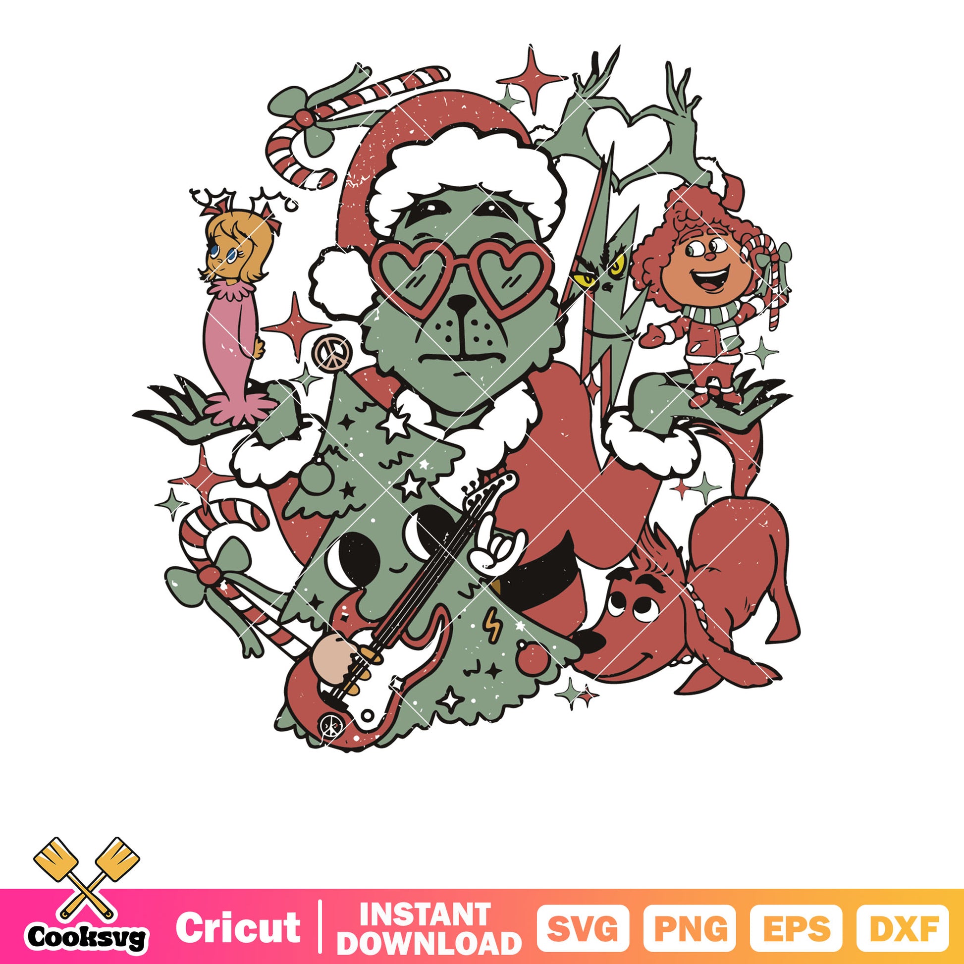 Retro Christmas Grinch Friends ornaments svg, christmas ornaments svg