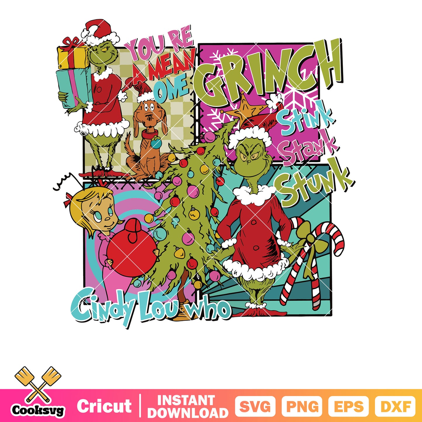 Retro Christmas Grinch Stink Stank Stunk svg, stink stank stunk svg​