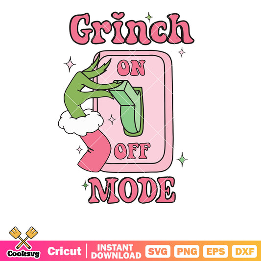 Retro Grinch Mode Grinchmas pink svg, grinch mode on svg, grinch hand svg