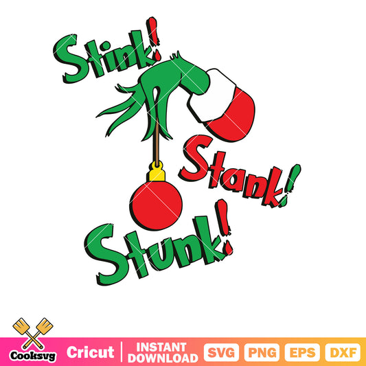 Retro Grinch Stink Stank Stunk christmas svg, grinch hand svg, stink stank stunk svg