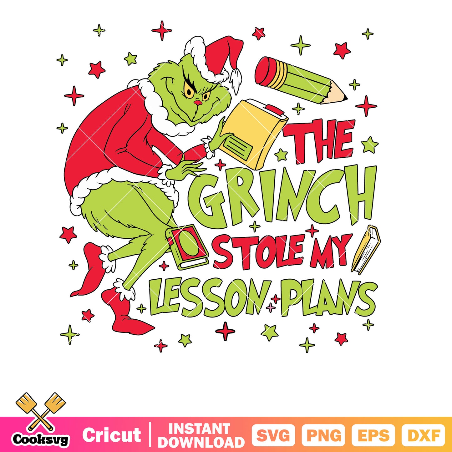 Retro Grinch Stole My Lesson Plans christmas svg, grinch stole christmas svg