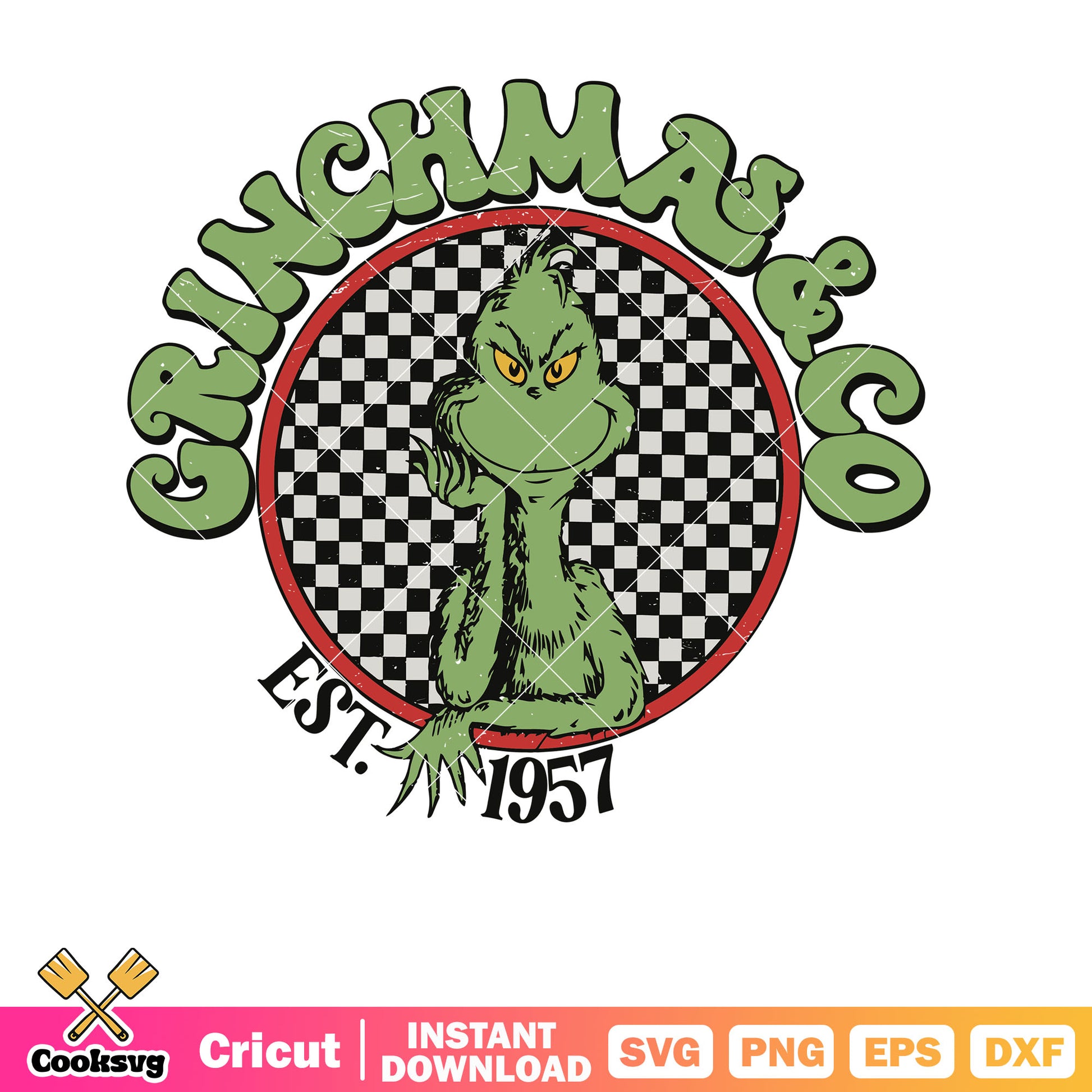 Retro Groovy Grinchmas And Co Est 1957 svg design, merry grinchmas svg