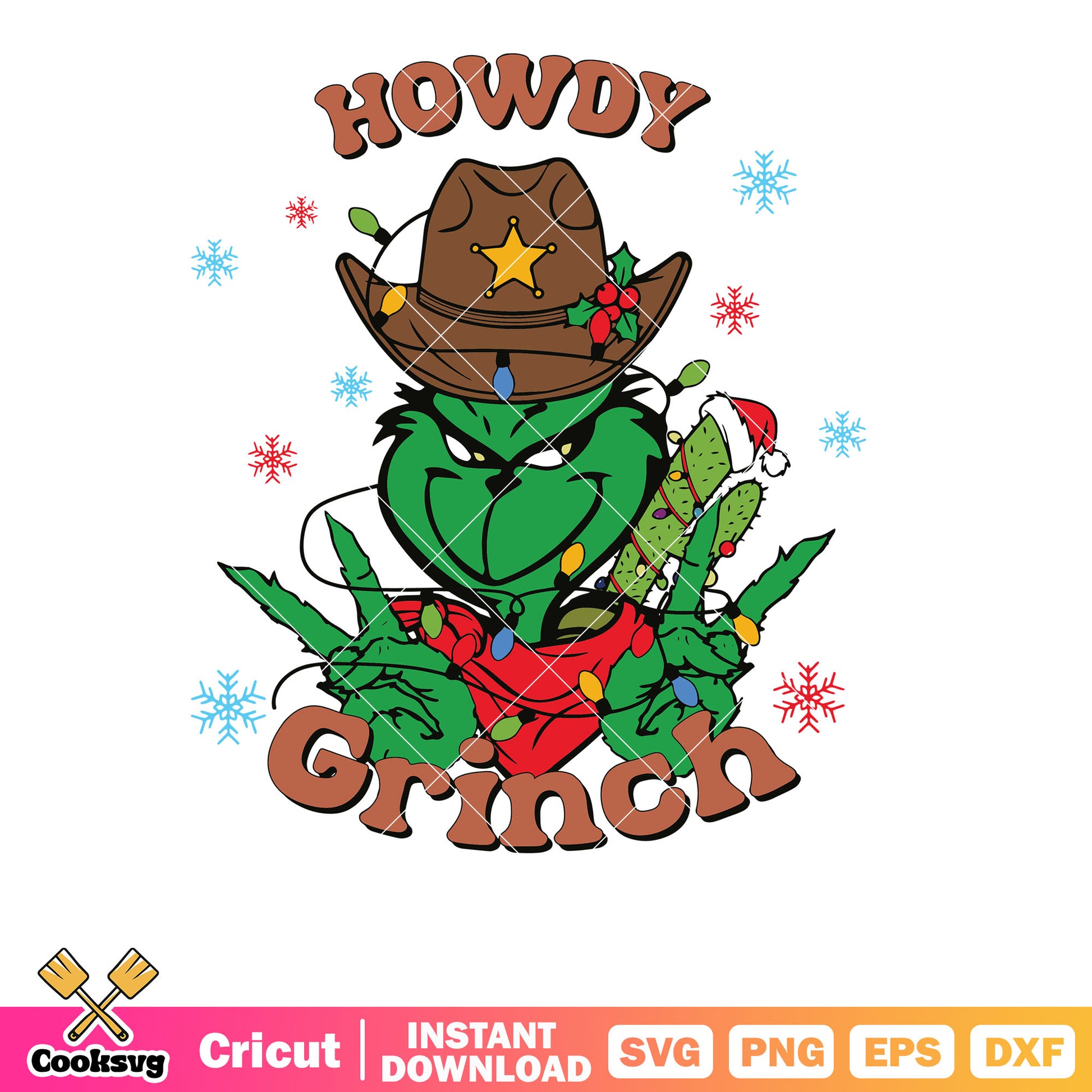 Retro Howdy Grinch Cowboy christmas svg, howdy christmas​ svg, the grinch svg