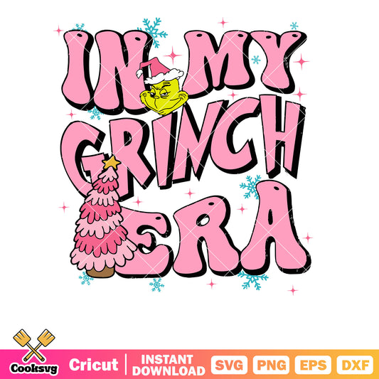 Retro In My Grinch Era Pink Christmas Tree svg, in my grinch era svg, pink christmas svg