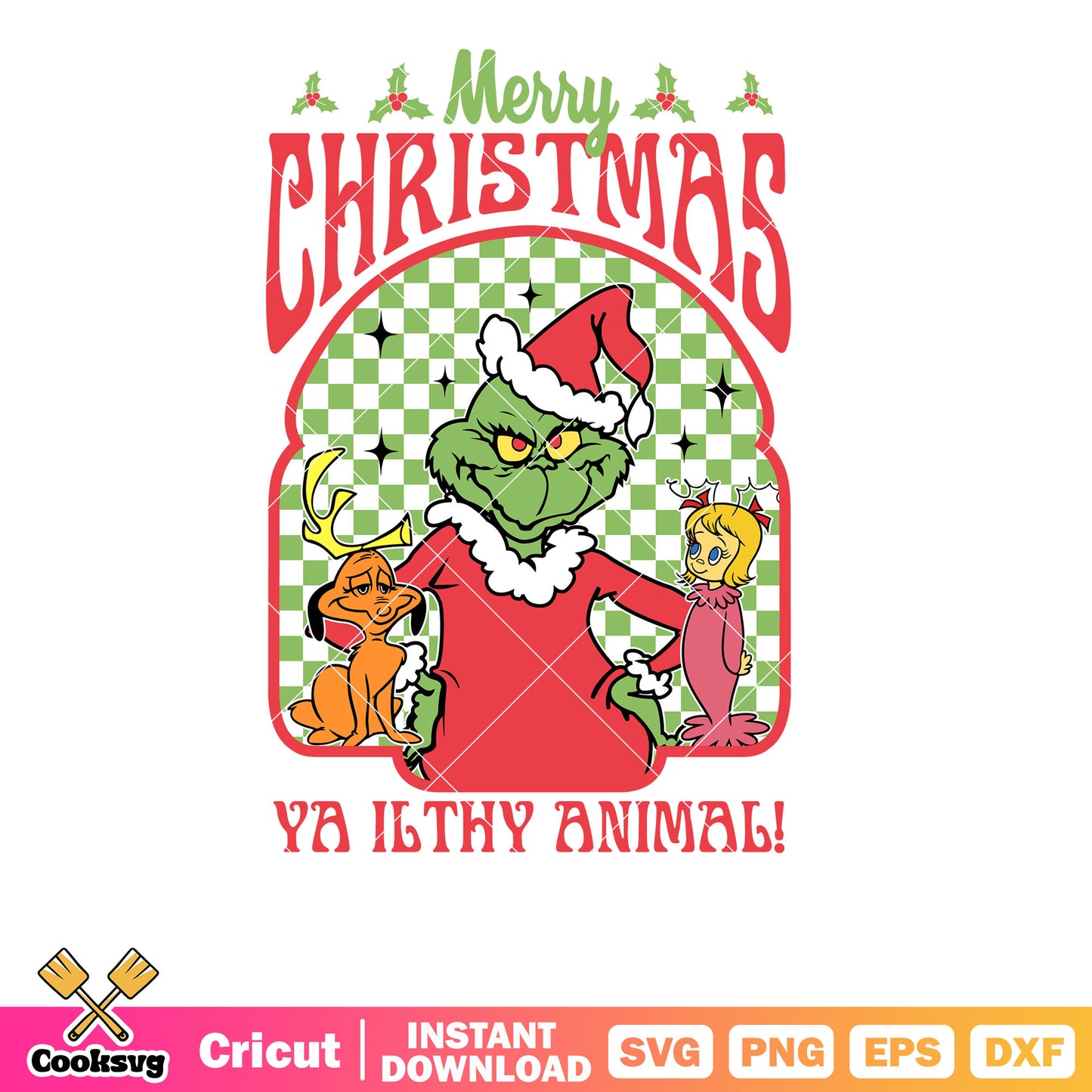 Retro Merry Christmas Ya Ilthy Animal Grinchmas Svg, merry grinchmas svg