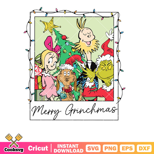 Retro Merry Grinchmas Friends svg design, retro christmas svg, merry grinchmas svg