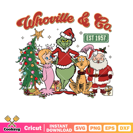 Retro Merry Grinchmas Whoville And Co Est 1957 svg, whoville and co​ svg, retro christmas svg