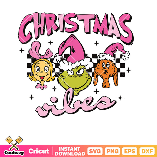 Retro Pink Grinch Friends Christmas Vibes svg friends, christmas vibes svg