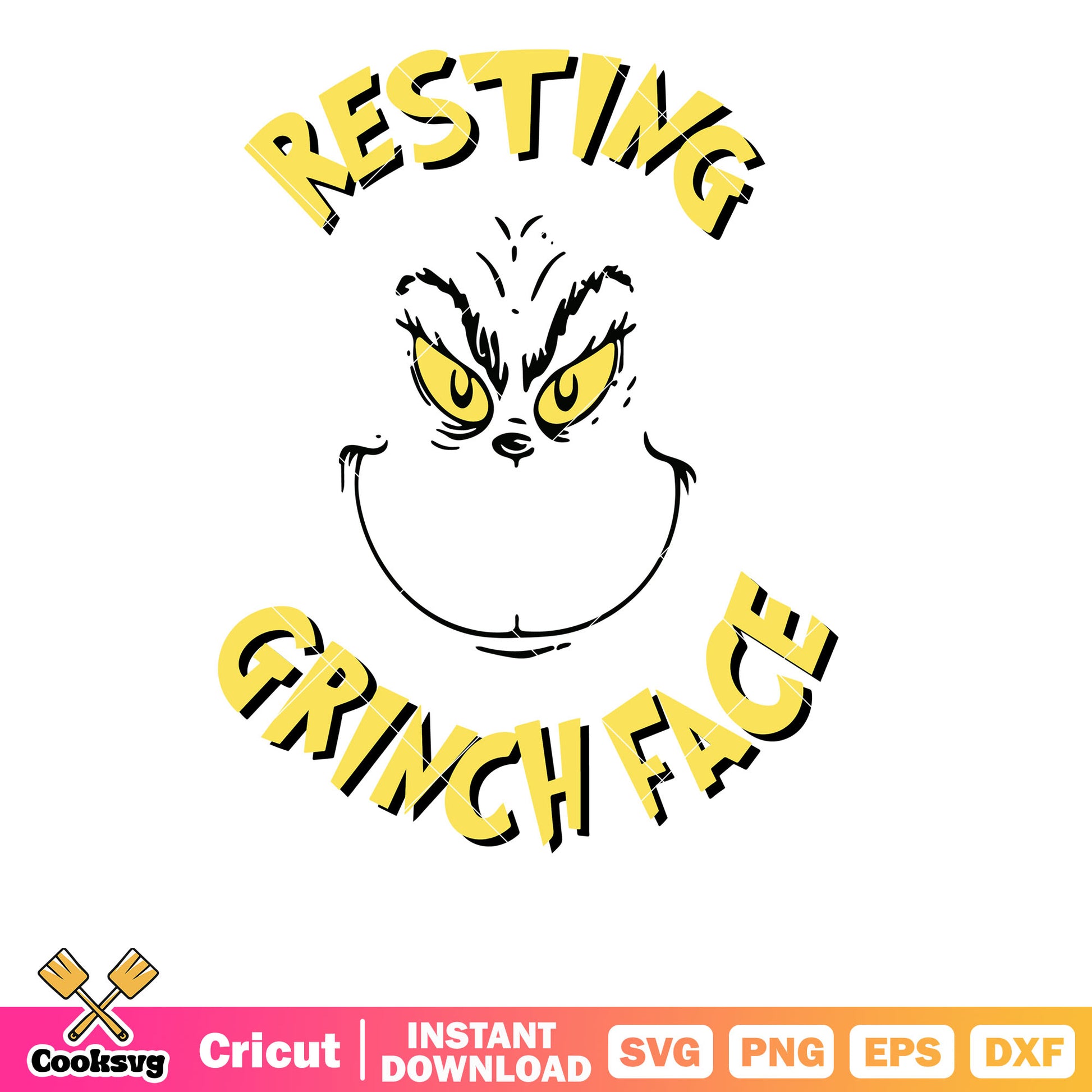 Retro Resting Grinch Face christmas svg, resting grinch face​ svg