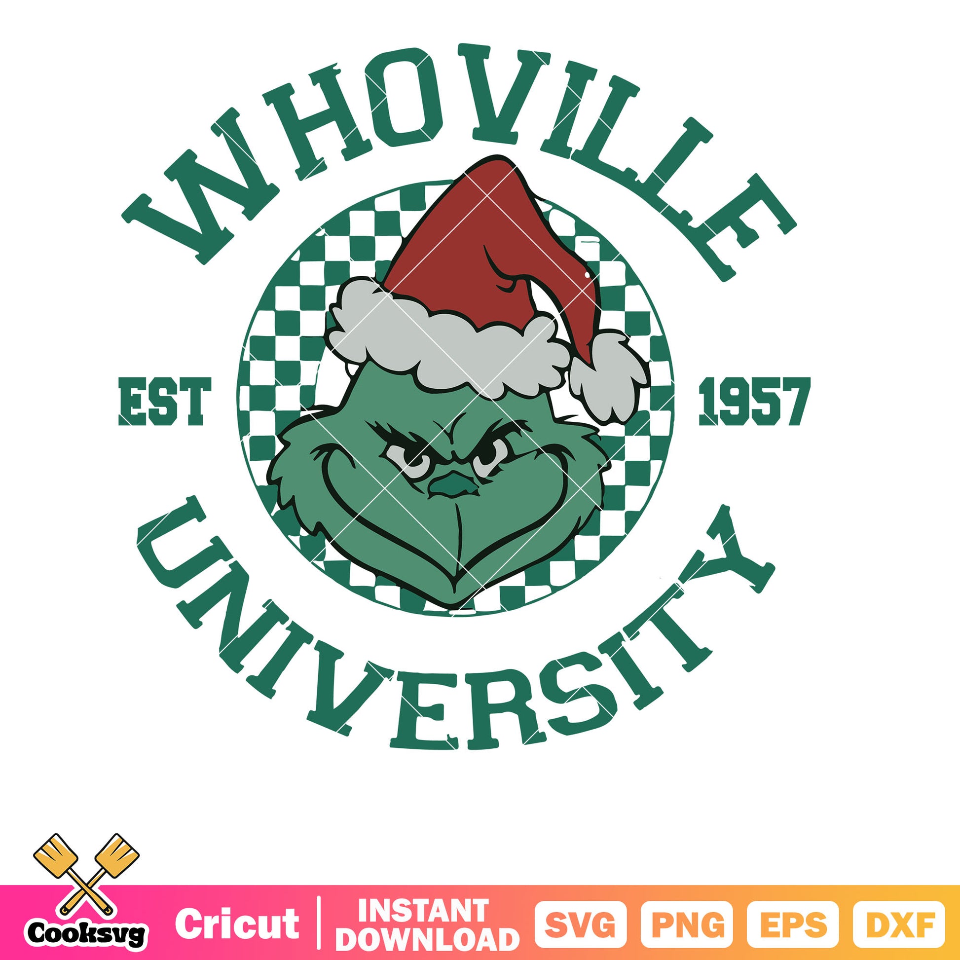 Retro Whoville University Est 1957 The Grinch svg download, whoville grinch svg, grinch head svg