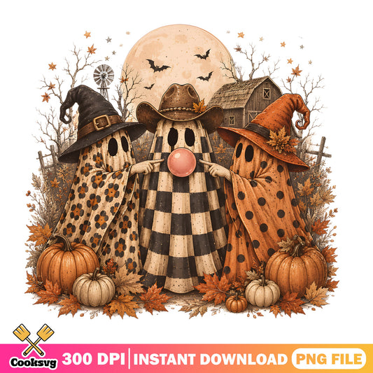 Retro Halloween Ghost Cowboy PNG, Spooky Ghost PNG, Halloween PNG