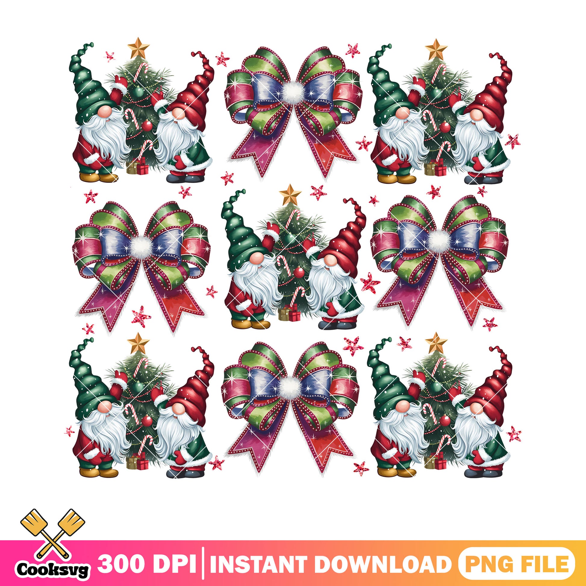 Retro holiday gnome png, santa coquette png, chritmas bow png