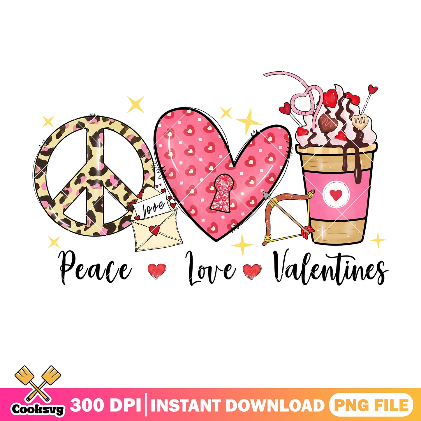 Retro peace love valentines png, retro valentines png, love valentine png