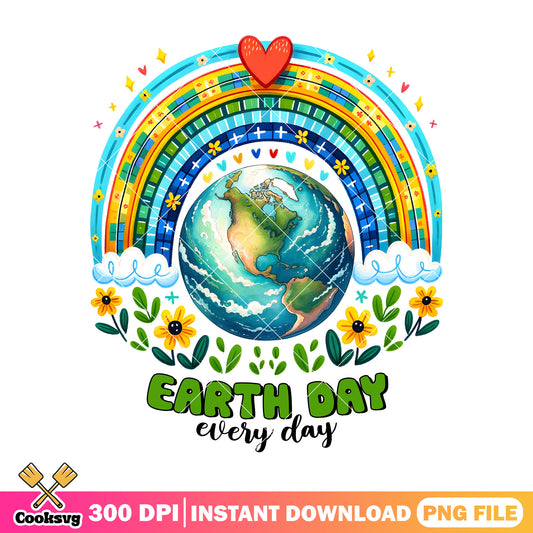 Retro rainbow everyday earth day png, earth day quotes png